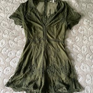 Small Olive Green Lace Romper